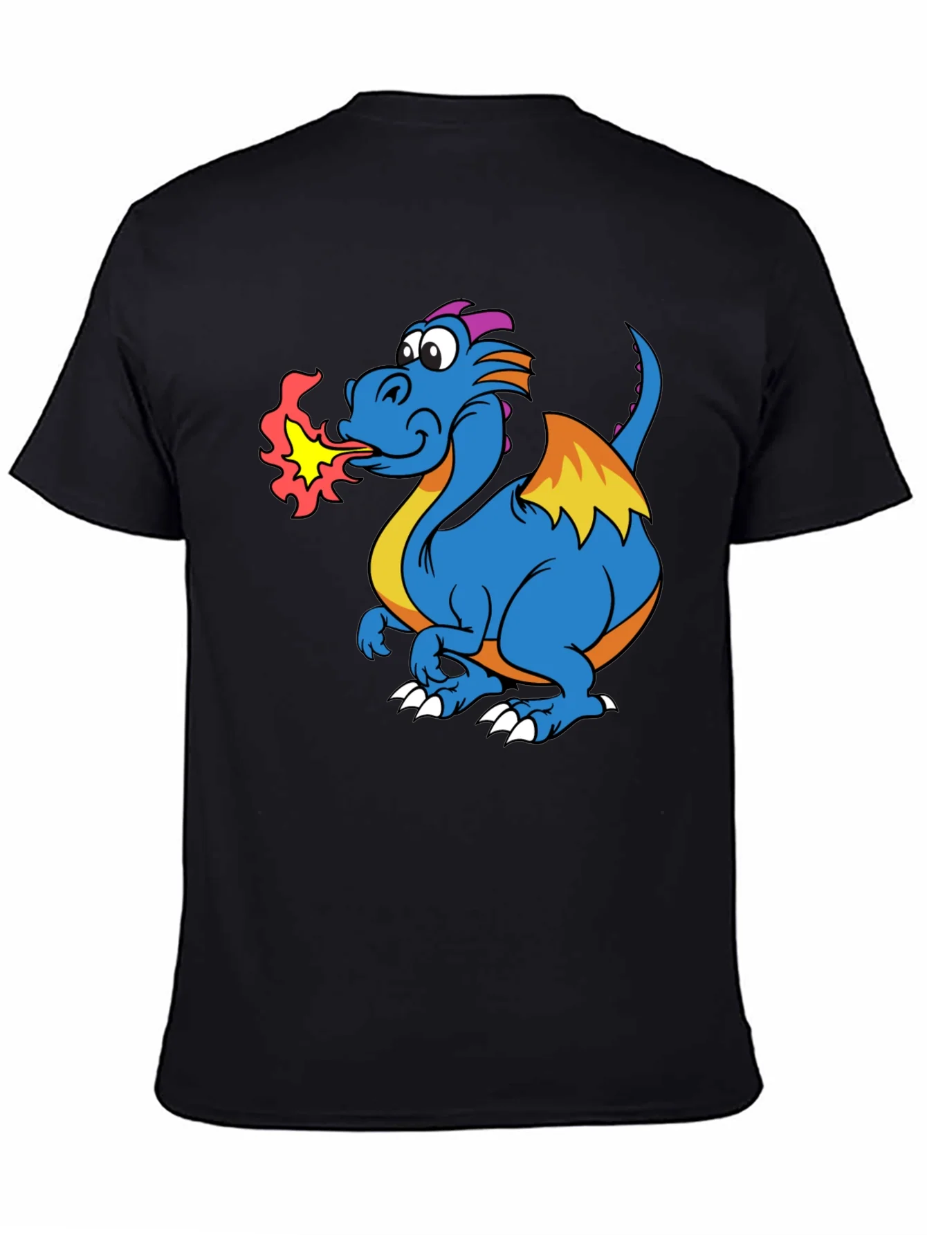 Fire-Breathing Dragon Graphic T-Shirt - Black
