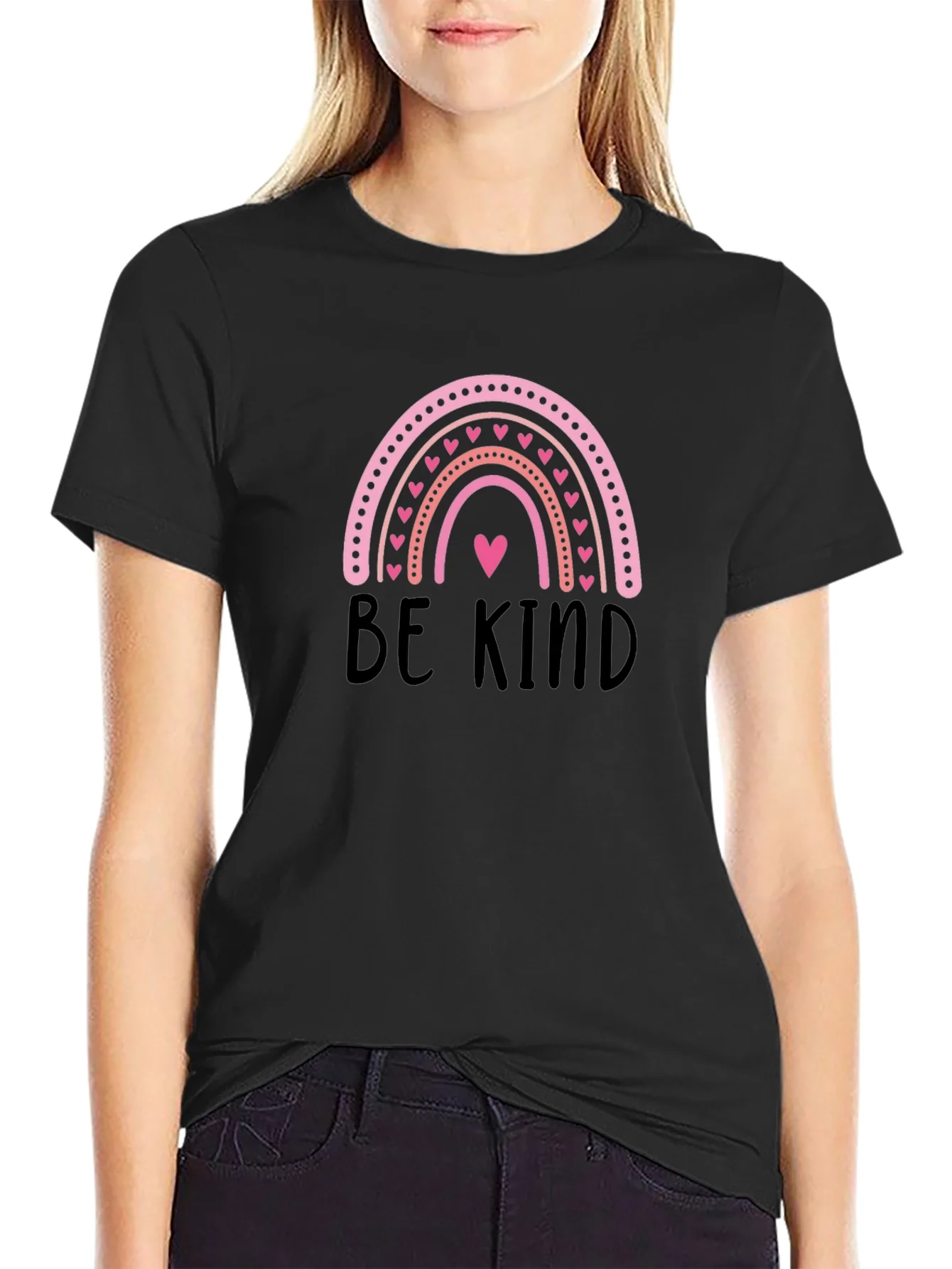 Be Kind Rainbow Heart Graphic T-Shirt