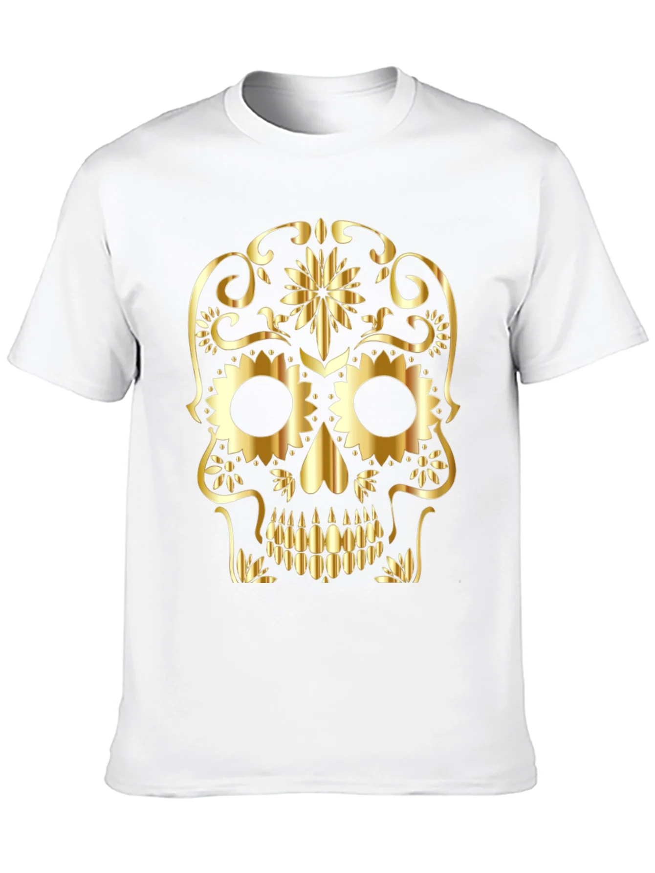 Golden Sugar Skull Graphic Tee