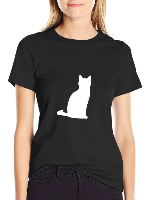 Cat Silhouette T-Shirt - Classic Black Tee