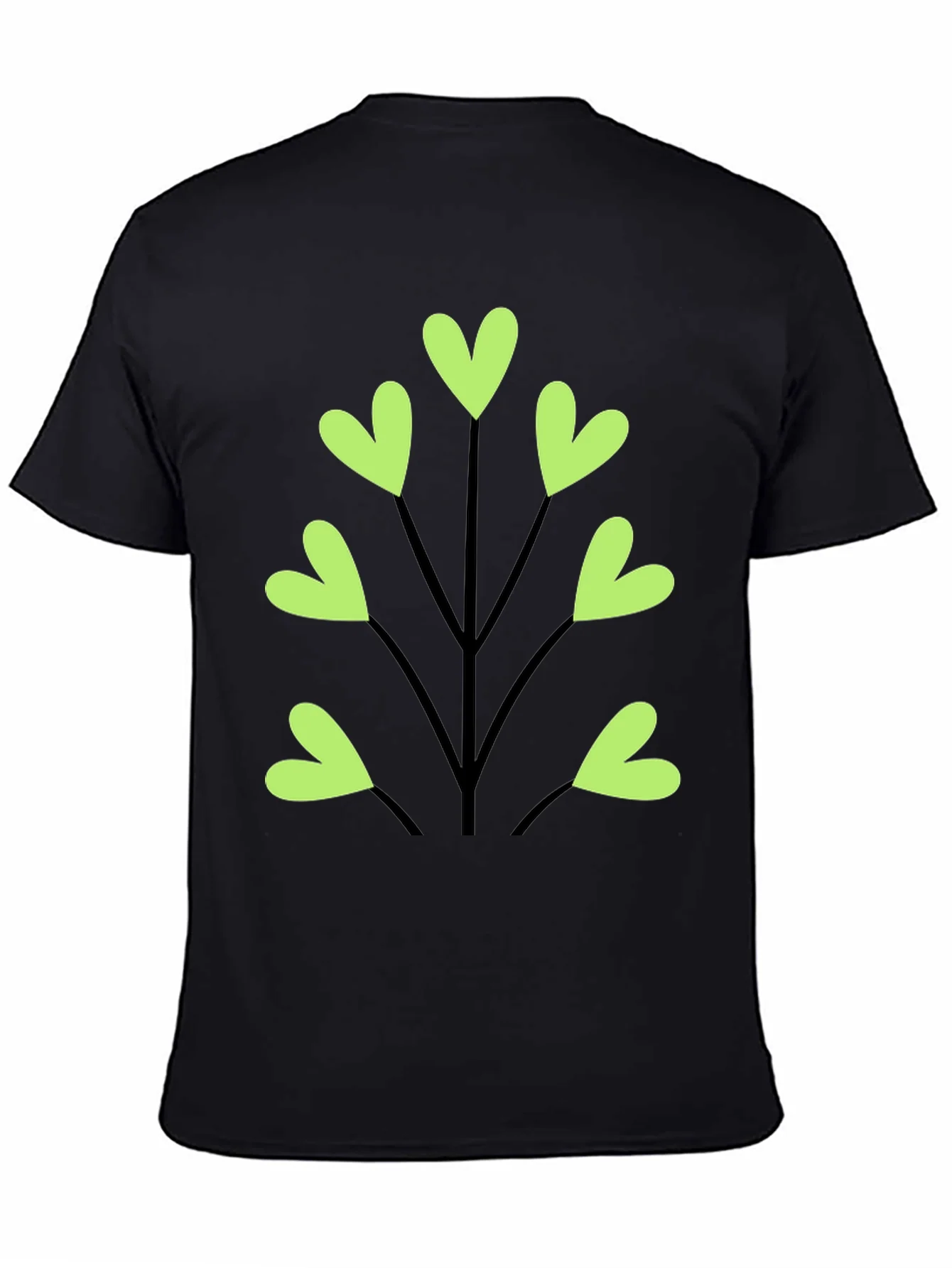 Heart Leaf Tee - Black Cotton T-Shirt