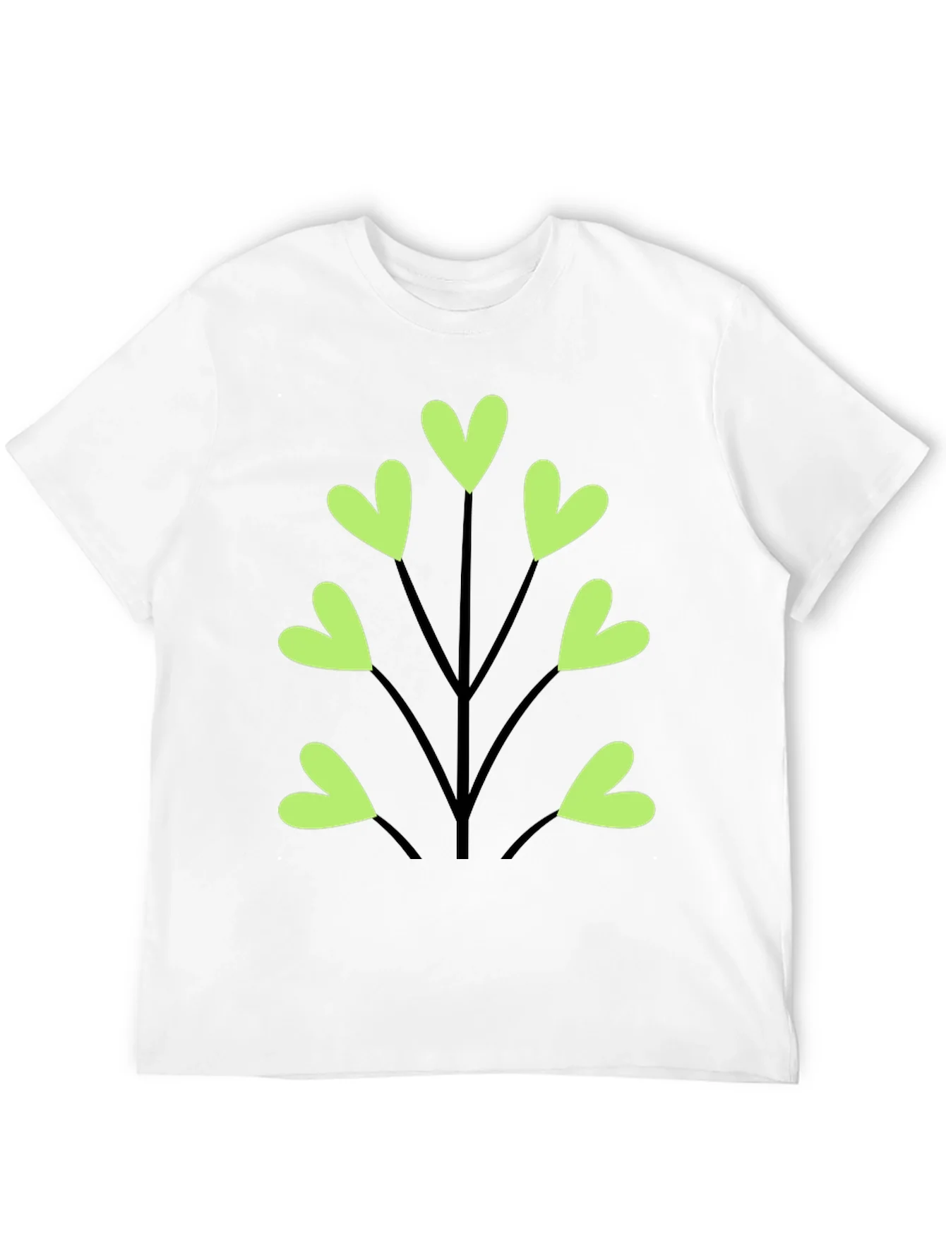 Heart Leaf Tee - Black Cotton T-Shirt