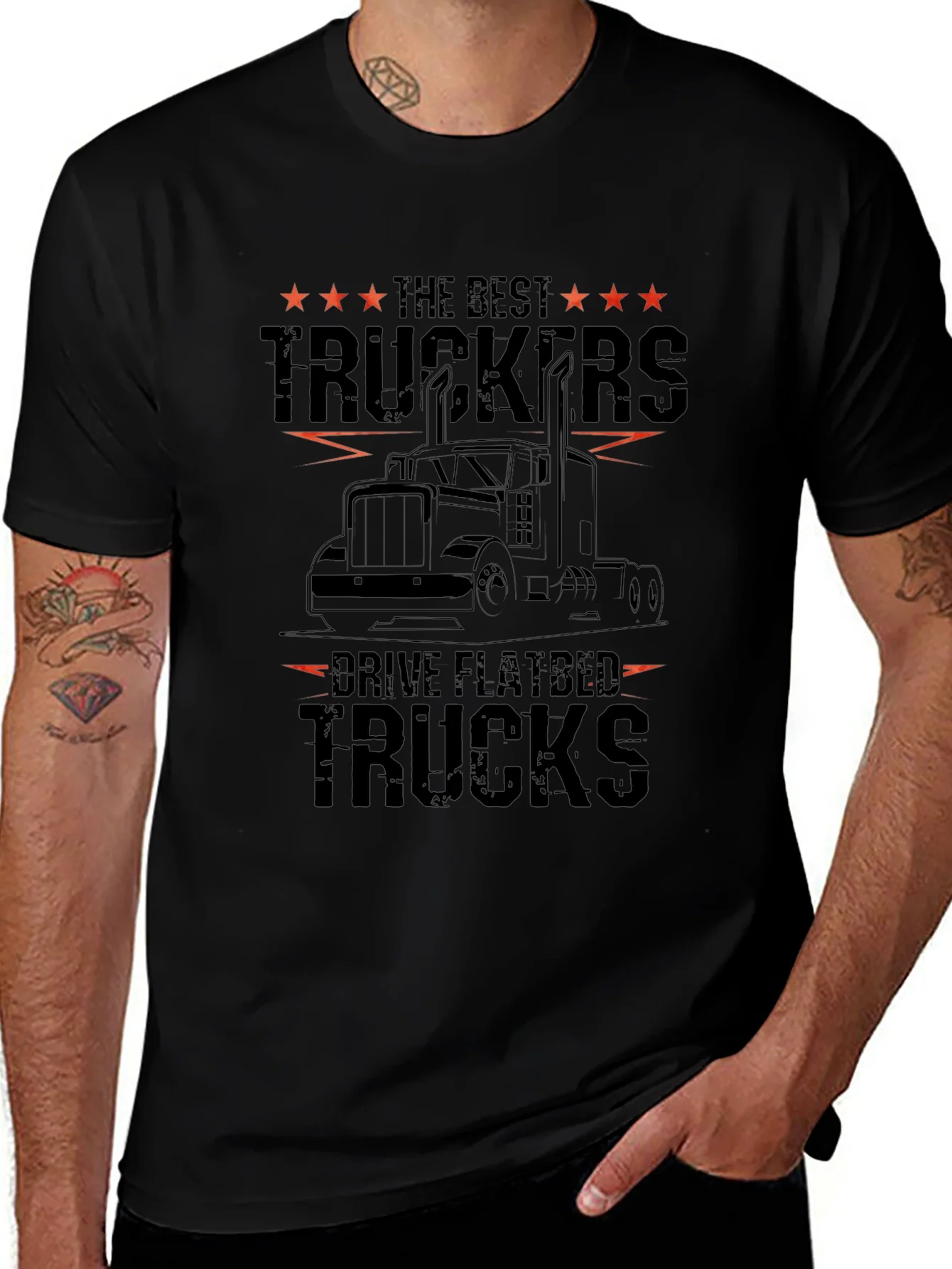 Best Truckers Drive Flatbed Trucks Graphic Tee