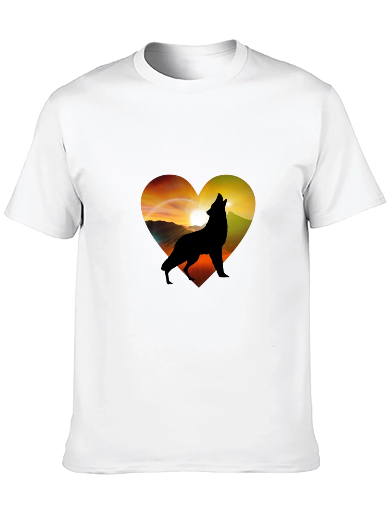 Wolf Heart Graphic T-Shirt - Mens Black Tee
