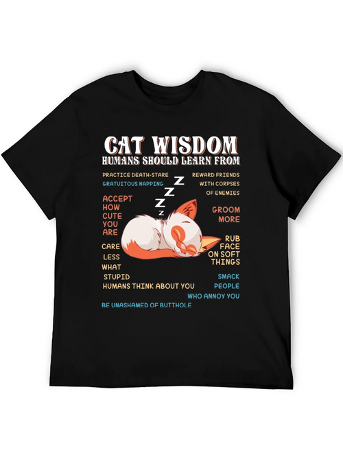 Cat Wisdom Graphic T-Shirt: Learn from Felines!