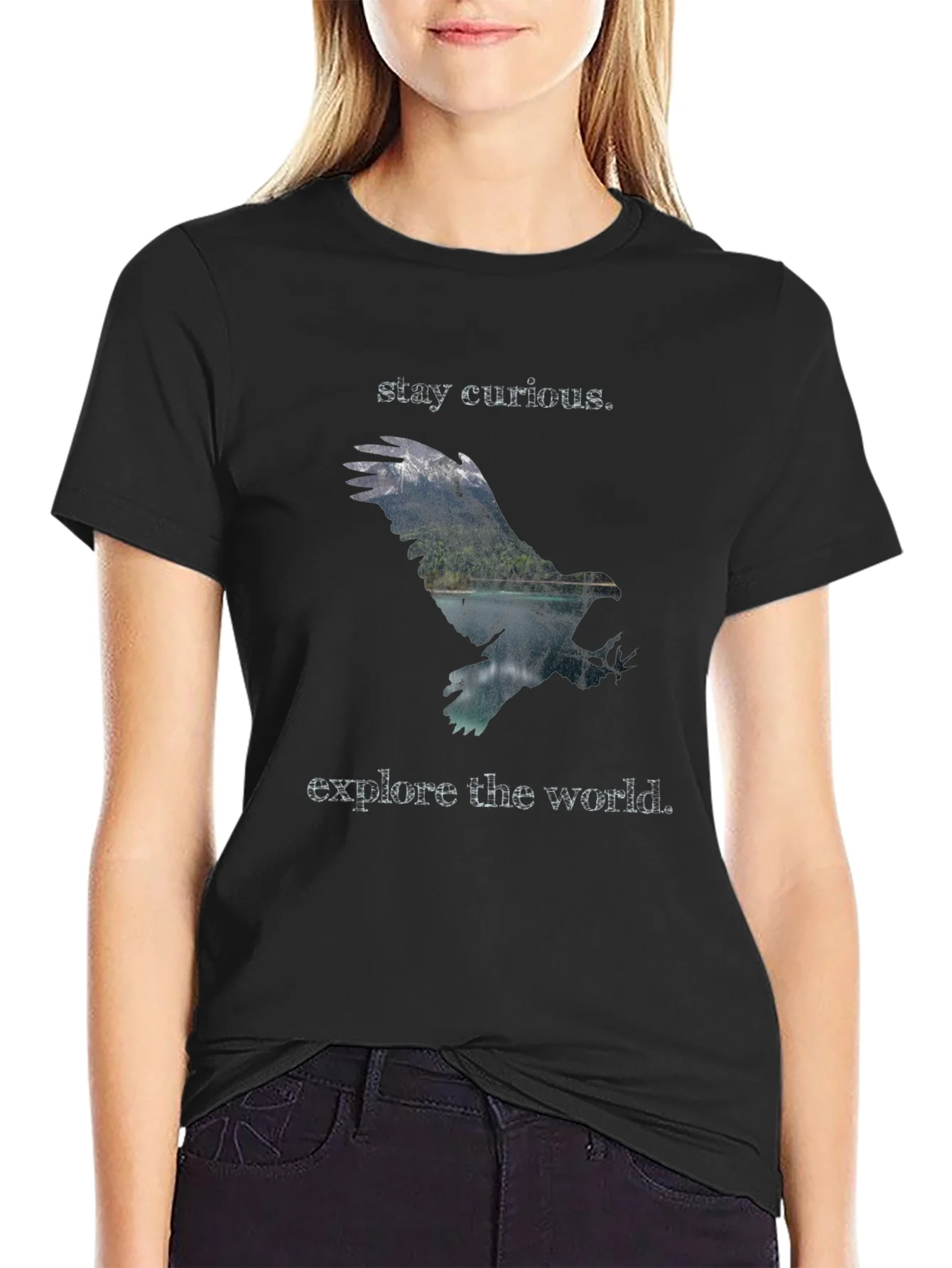 Stay Curious Eagle Graphic Tee - Explore the World