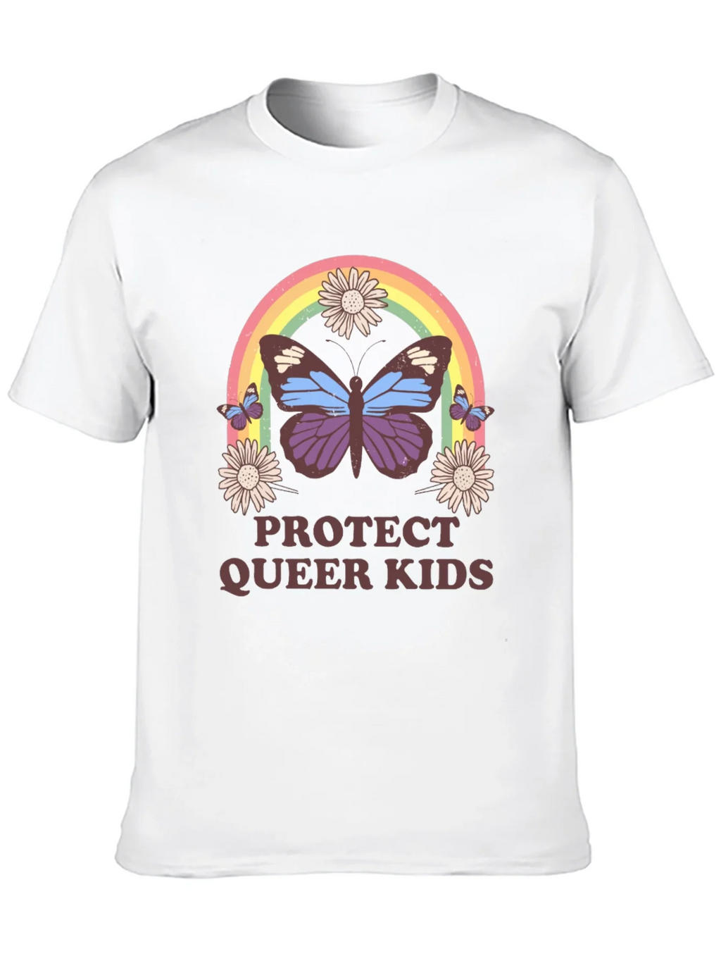 Protect Queer Kids Butterfly Rainbow T-Shirt