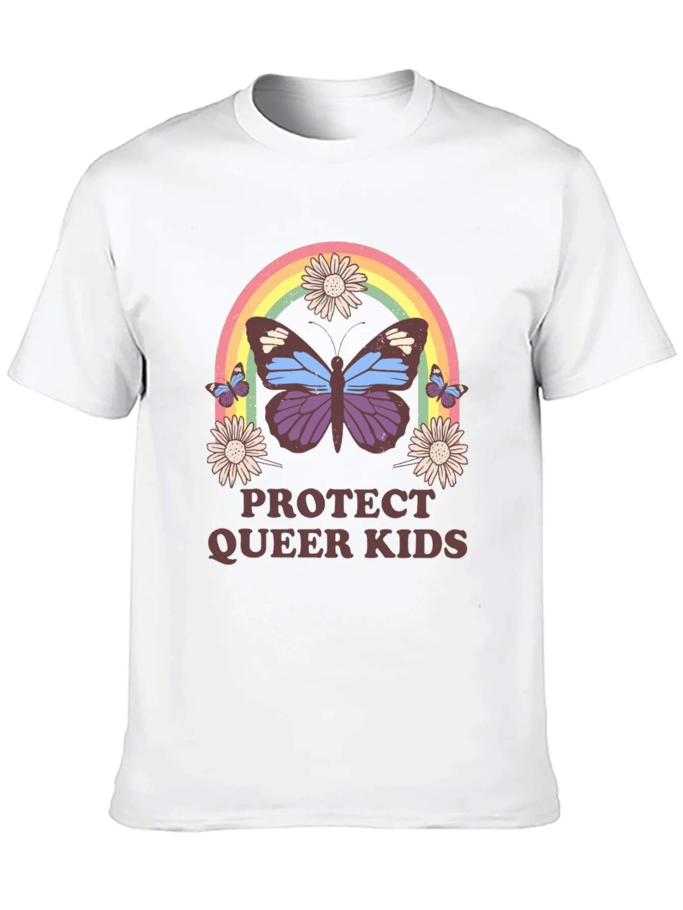 Protect Queer Kids Butterfly Rainbow T-Shirt