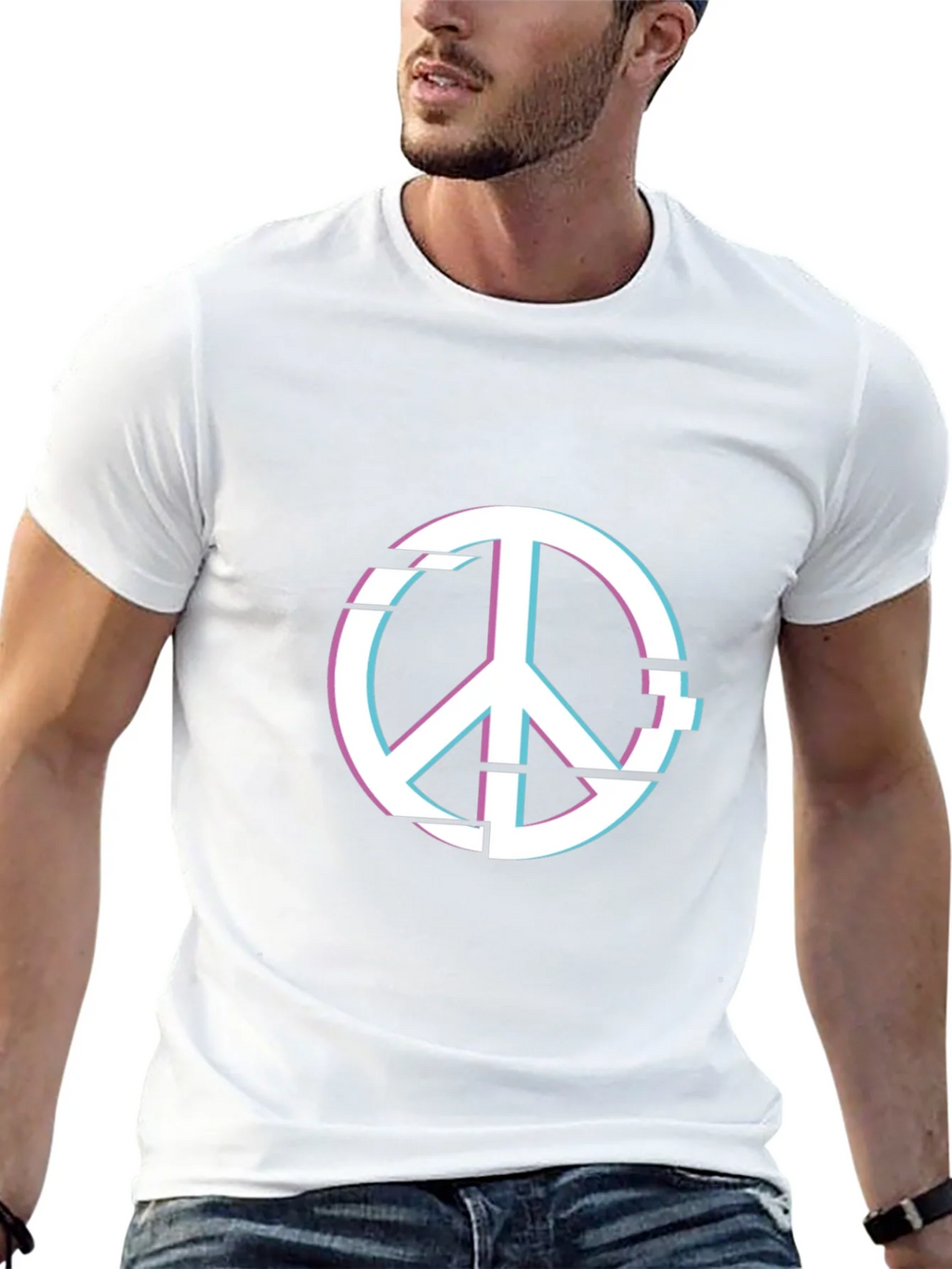 Peace Glitch Graphic Tee - Trendy Streetwear